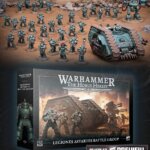 Contents of the new Age of Darkness box set containing thirty MkIII marines, a Deredeo Dreadnought and sprue of special weapons