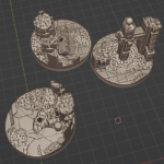 A collection of three 40mm flyer bases I've 3d sculpted