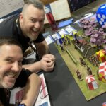 Nick Bayton and Simon Grant getting ready for a Warhammer Joust - taken by Nick Bayton